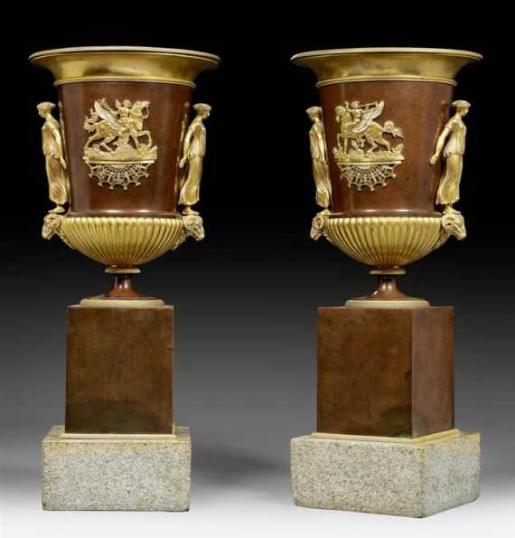 Appraisal: PAIR OF MEDICI VASES AU PEGASE Empire from a Paris