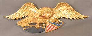 Appraisal: Contemporary Folk Art Eagle and Shield Carving w