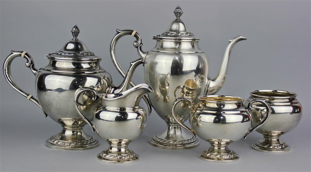 Appraisal: GORHAM FIVE-PIECE SILVER TEA AND COFFEE SERVICE DATED each with