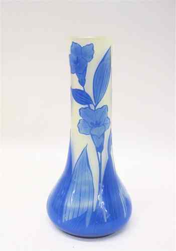 Appraisal: LOETZ SIGNED CAMEO GLASS VASE having a blue acid cut