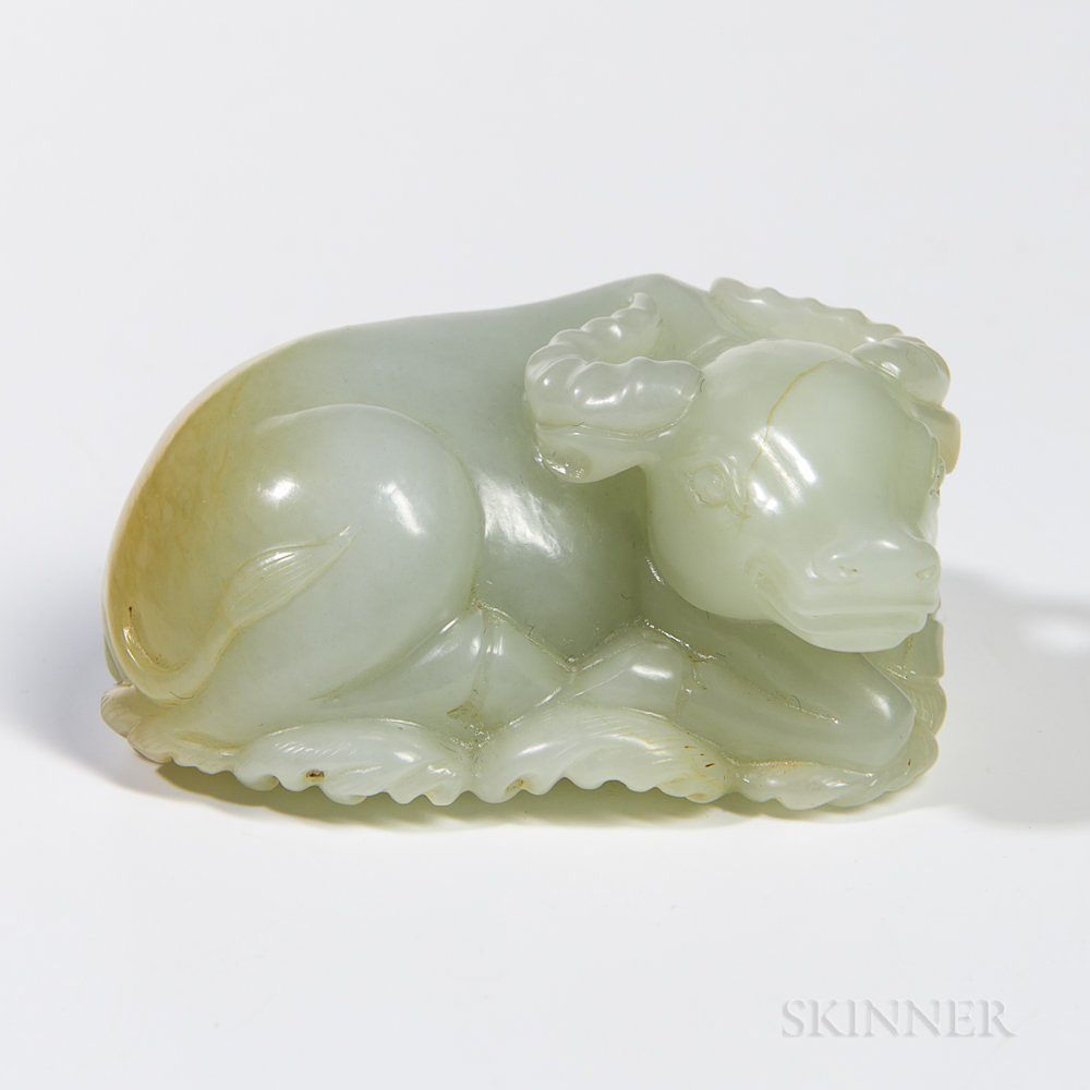 Appraisal: Nephrite Jade Water Buffalo Nephrite Jade Water Buffalo China recumbent