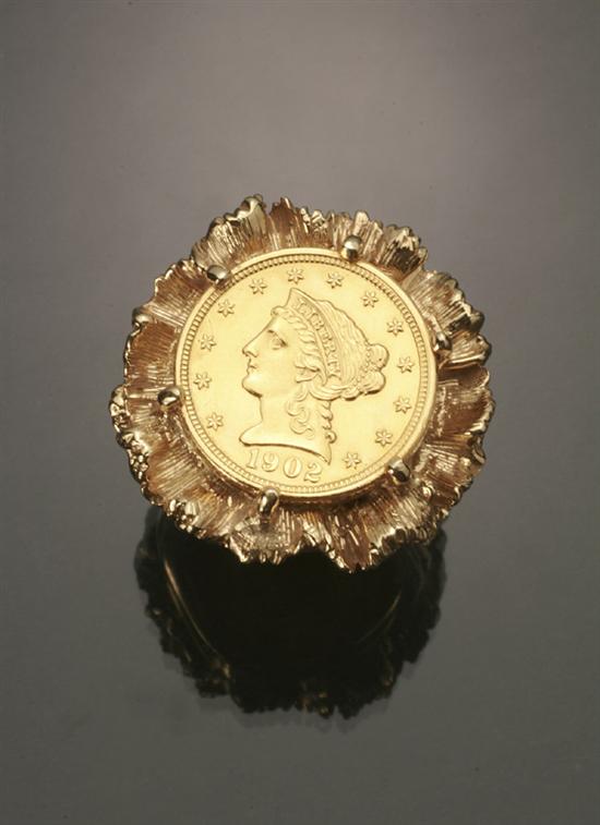 Appraisal: U S Quarter Eagle Two-and-One-Half-Dollar Gold Coin Ring Dated Having