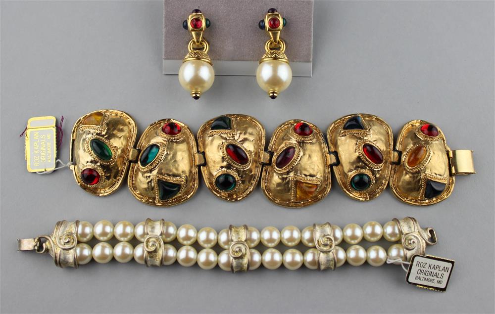 Appraisal: ROZ KAPLAN COLLECTION OF FAUX PEARL BRACELET AND GOLDTONE BRACELET