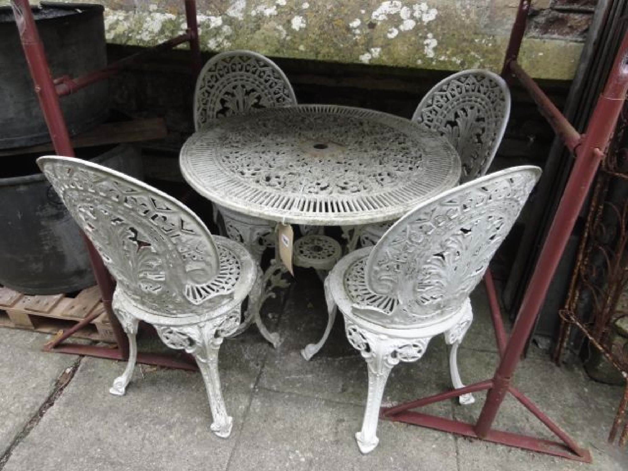 Appraisal: A Victorian style cast aluminium garden terrace table the circular