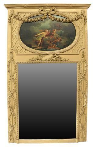 Appraisal: French Louis XVI style trumeau mirror late th c molded