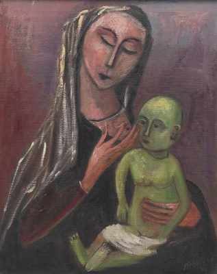 Appraisal: Nahum Tschacbasov American Russian - Mother and child Oil on