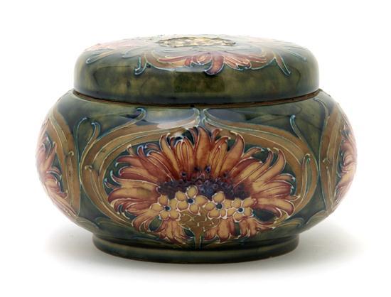 Appraisal: An English Pottery Covered Tobacco Pot MacIntyre Burslem decorated with