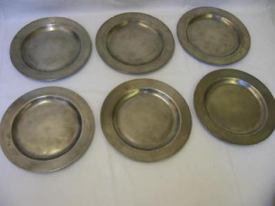 Appraisal: A SET OF SIX PEWTER PLATES of plain edge form