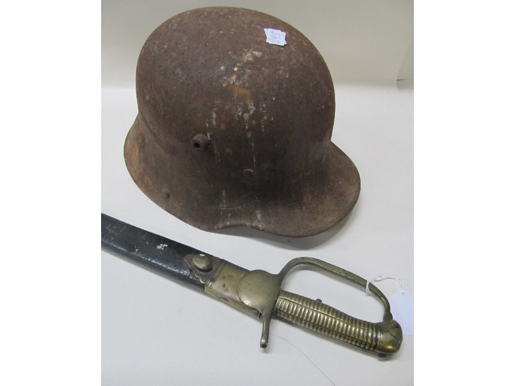 Appraisal: Lot comprising German Helmet and a sword bayonet