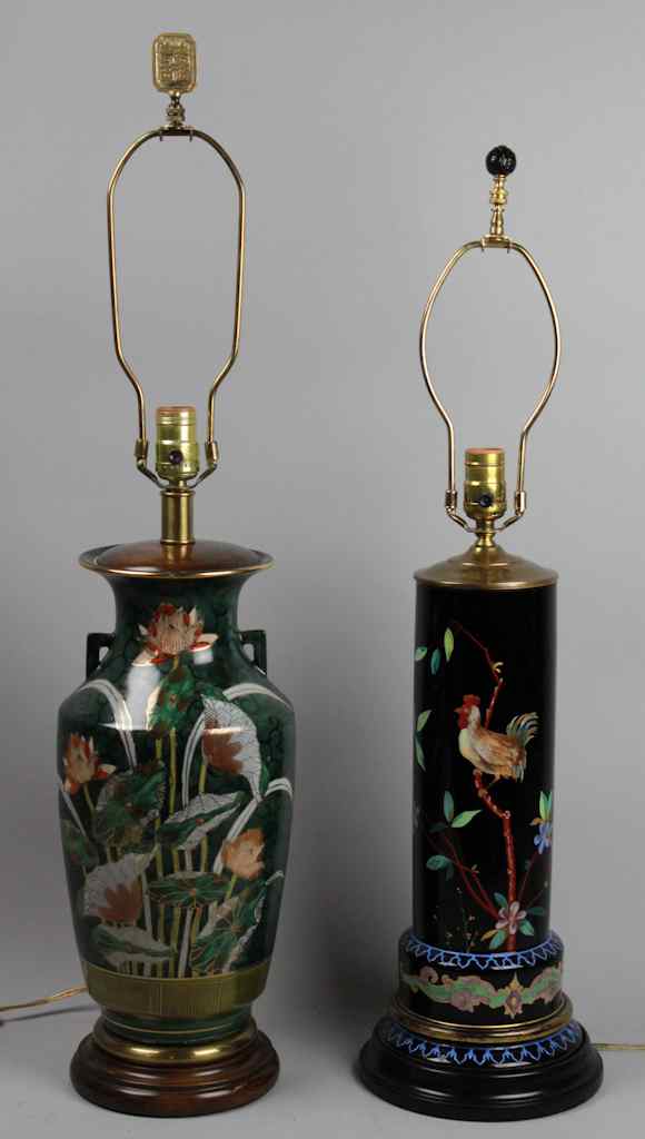 Appraisal: TWO JAPANESE TASTE TABLE LAMPS the first of columnar form