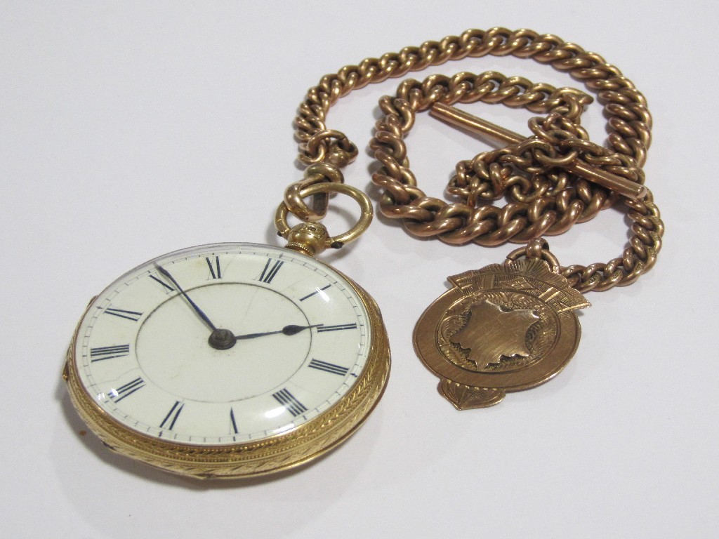 Appraisal: An eighteen carat gold open faced pocket watch hallmarked London