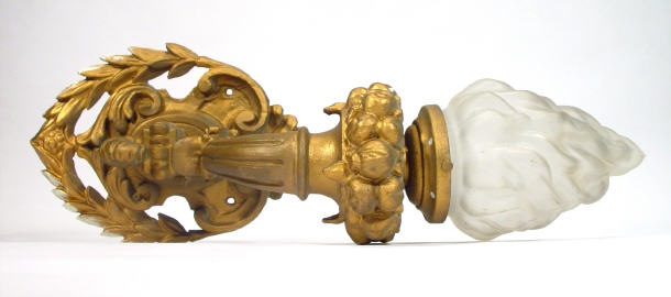 Appraisal: Pair of ornate gilded wall sconces relief moulded with fruit