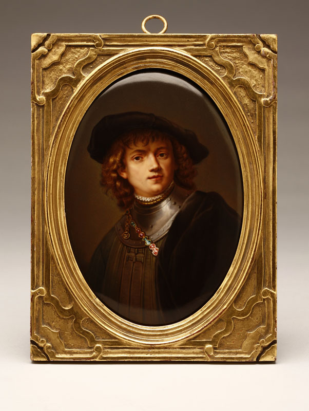 Appraisal: A Berlin KPM porcelain plaque portrait of Rembrandt A Berlin