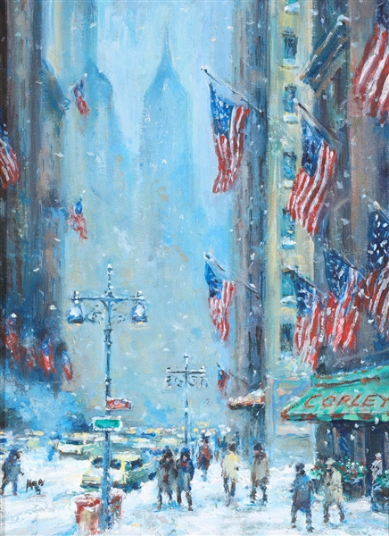 Appraisal: Winter on Broadway oil on board by Irish-born artist Philip