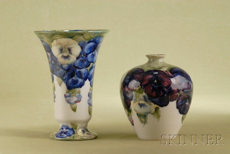 Appraisal: Two Moorcroft Pansy Decorated Vases England - each decorated with