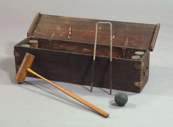 Appraisal: Cased Edwardian Croquet Set for Four Persons including four period