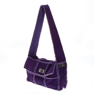 Appraisal: Chanel Couture purple shearling suede shoulder bag Chanel Couture purple