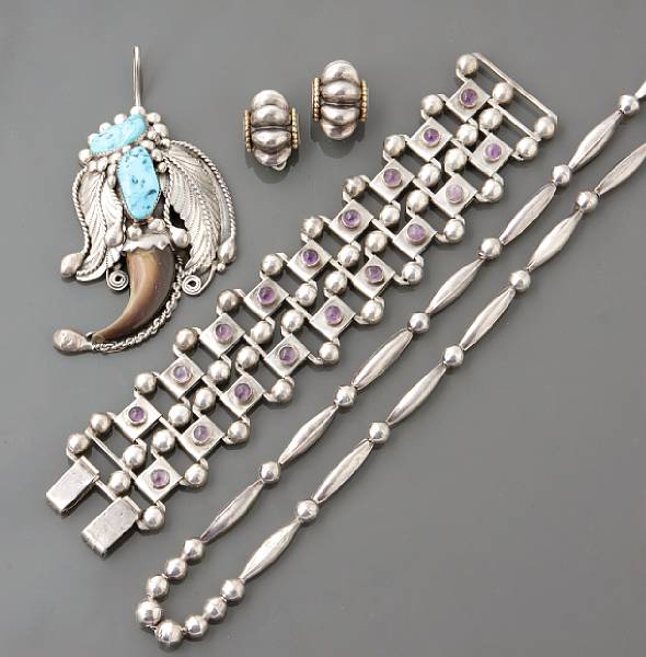 Appraisal: A collection of stone coral and silver jewelry comprising of