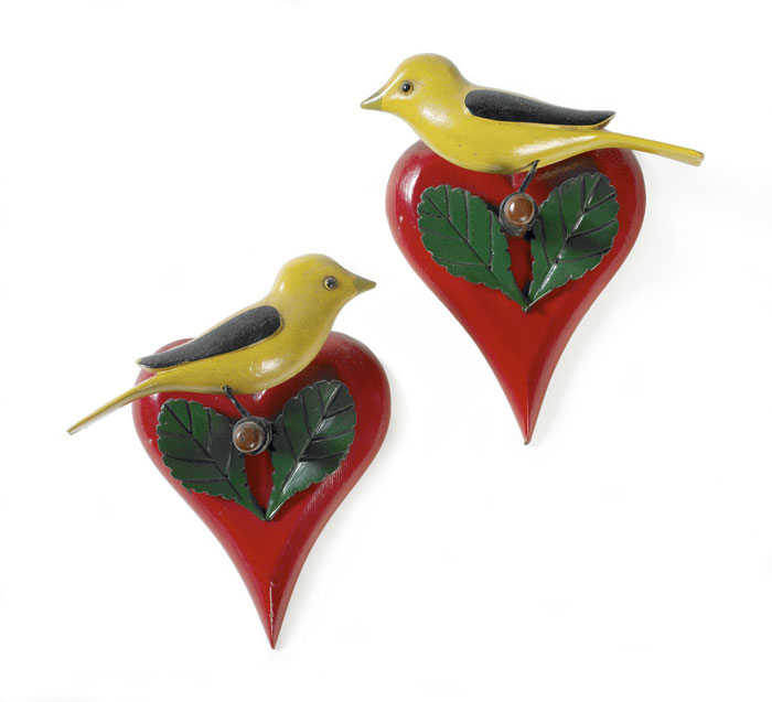 Appraisal: PAIR OF PENNSYLVANIA CARVED AND PAINTED YELLOW FINCHES MOUNTED ON