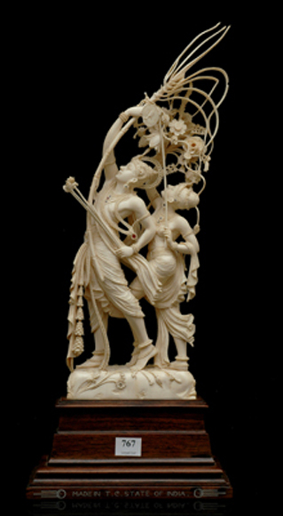 Appraisal: AN INDIAN IVORY SCULPTURE First half th Century The two