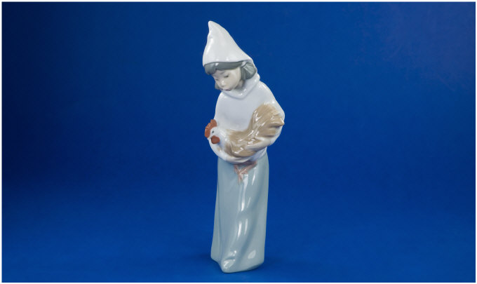 Appraisal: Lladro Figure Shepherdess with rooster No inches in height In