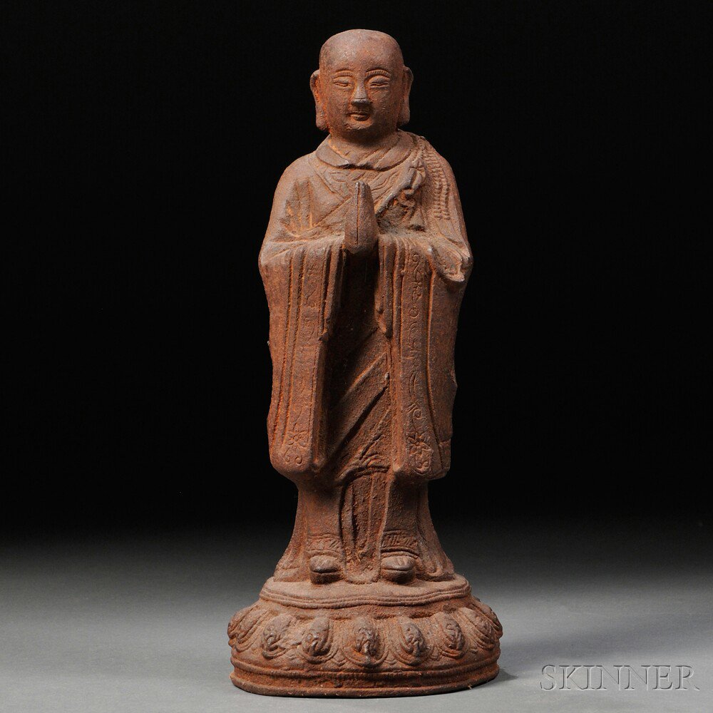 Appraisal: Iron Figure of Buddha China Ming Dynasty style depicted standing