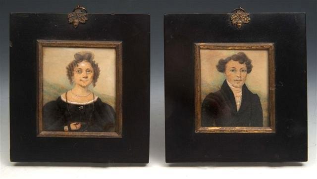 Appraisal: A PAIR OF TH MINIATURE PORTRAITS of a gentleman and