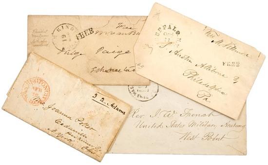 Appraisal: PRESIDENTS Group of free franking signatures by John Quincy Adams