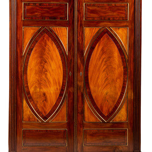 Appraisal: A Russian Brass Mounted Mahogany Armoire th Century Height x