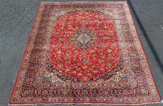 Appraisal: Persian Kashan x wool rug Persian Kashan x wool rug