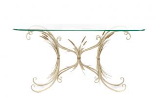 Appraisal: Hollywood Regency Style Wheat Glass Top Console Italian mid th