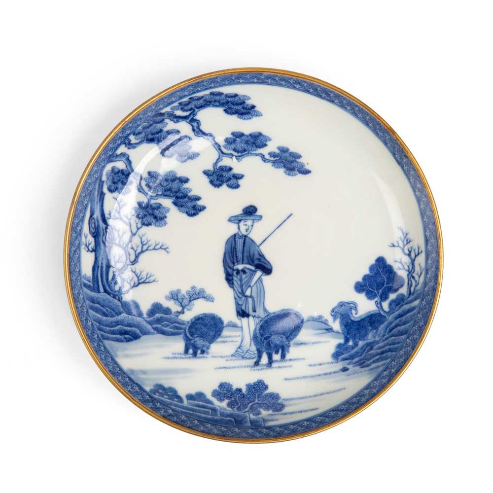 Appraisal: SOFT-PASTE BLUE AND WHITE CIRCULAR DISH QING DYNASTY TH- TH