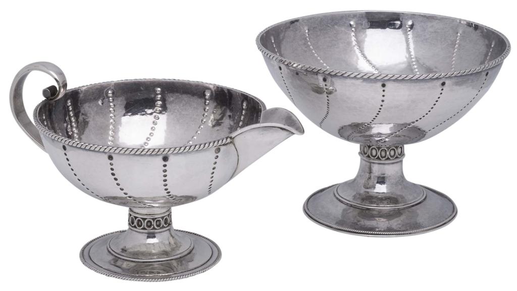 Appraisal: THE NEWCASTLE HANDICRAFTS COMPANY ARTS CRAFTS SILVER SUGAR BASIN AND