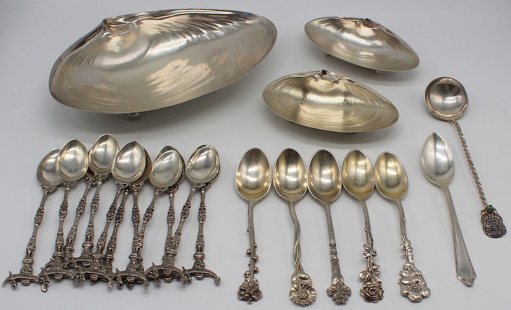 Appraisal: SILVER Sterling Shells and Assorted Demitasse Spoons Includes a collection