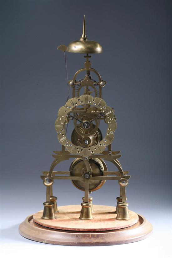 Appraisal: VICTORIAN BRASS SKELETON CLOCK mid-to-late th century Fusee spring-driven movement