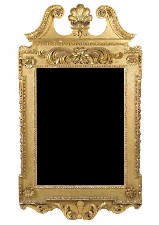 Appraisal: A Neoclassical Giltwood Pier Mirror having a broken arch pediment