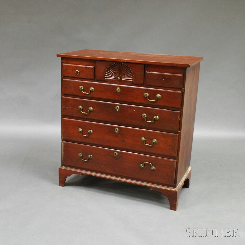 Appraisal: Queen Anne-style Cherry Chest of Drawers the high chest top