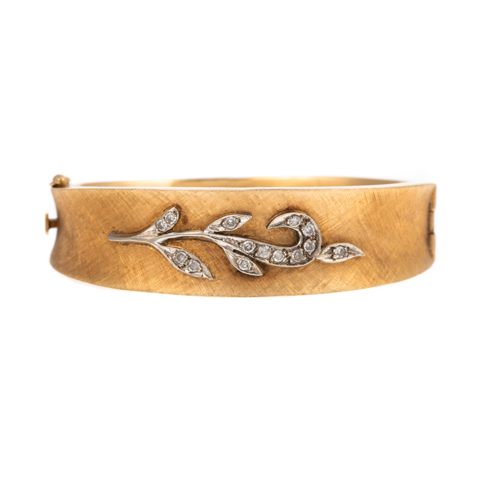 Appraisal: A MID-CENTURY DIAMOND BANGLE IN K K yellow gold mid-century