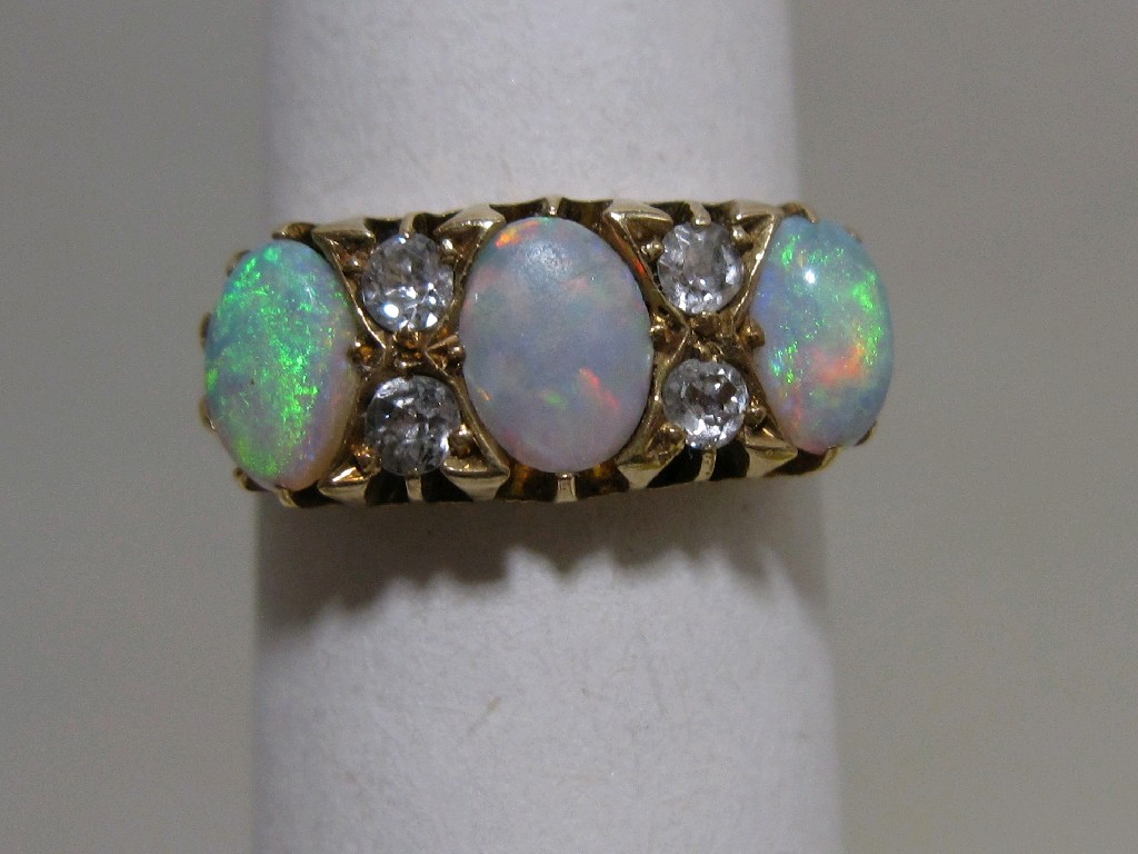 Appraisal: Victorian ct gold opal and diamond set dress ring