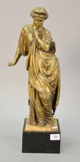 Appraisal: French Bronze Sculpture Classical Woman Wearing Robe and Holding Sword