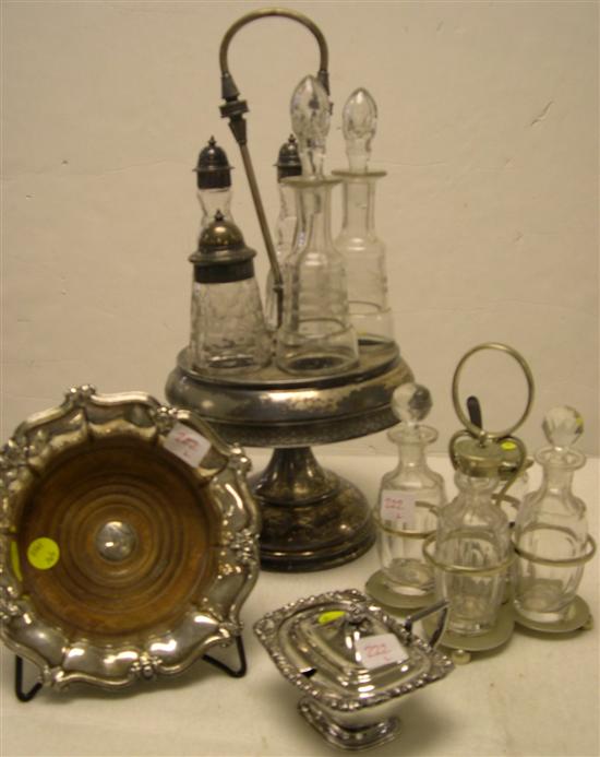 Appraisal: Silverplate including a revolving castor set not all bottles matching