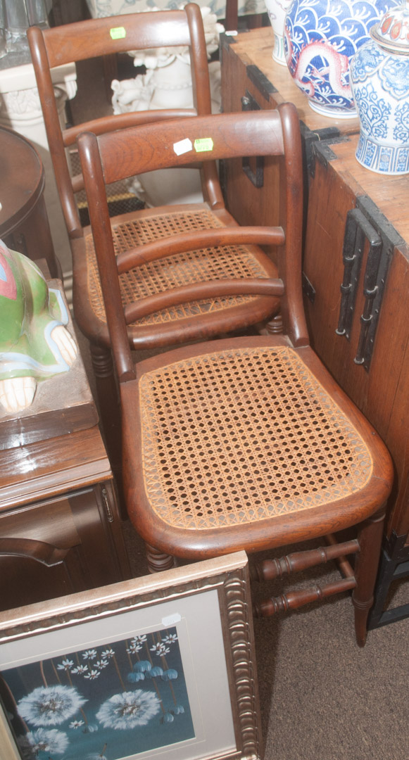 Appraisal: Pair of cane seat side chairs