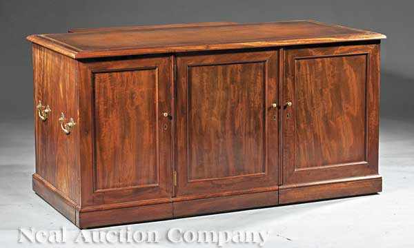 Appraisal: A Fine English Carved and Figured Mahogany Library Cabinet th