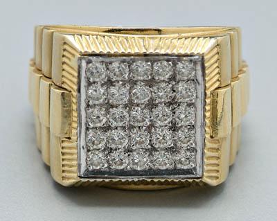 Appraisal: Man s diamond quot Rolex quot ring round brilliant-cut diamonds