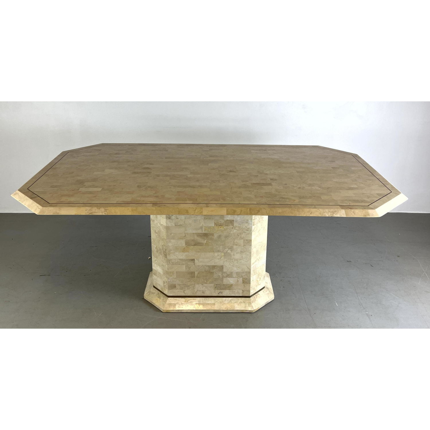 Appraisal: MAITLAND SMITH Tessellated Stone Dining Table brass line edge Dimensions