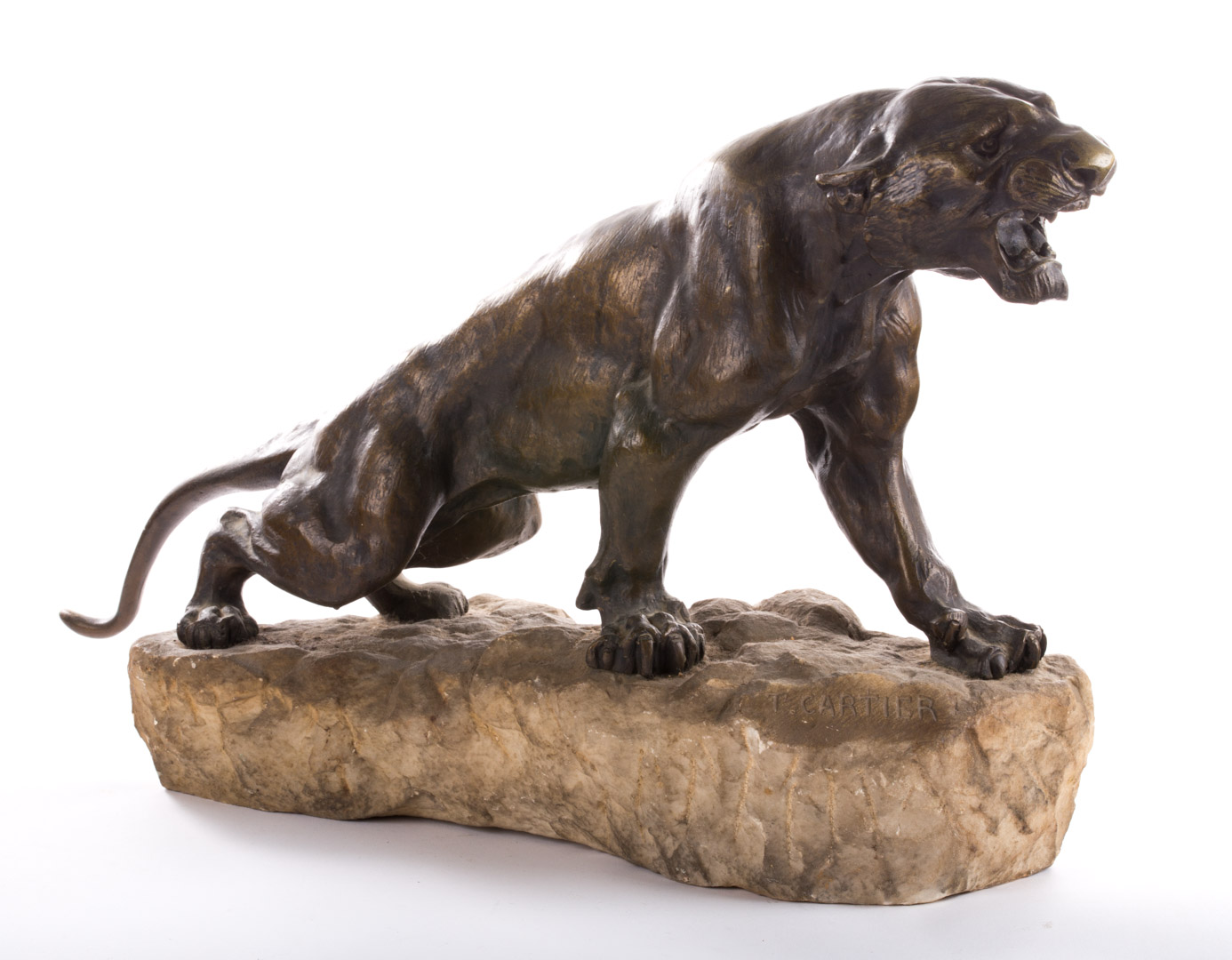 Appraisal: Thomas Cartier Panther bronze French - Modeled as prowling panther