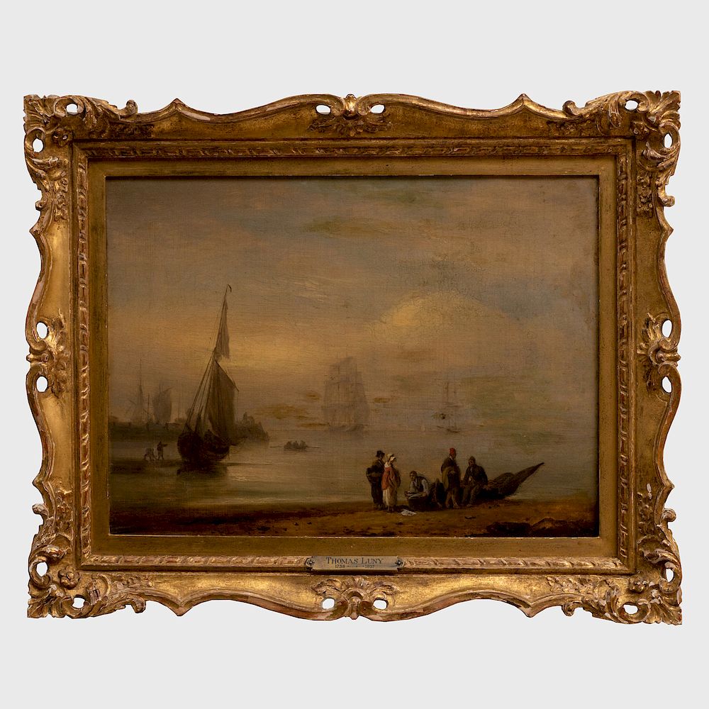 Appraisal: Thomas Luny - Unloading the Catch Oil on canvas signed