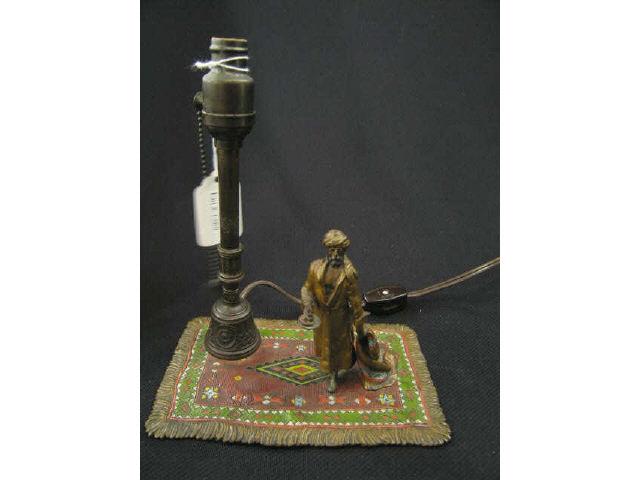 Appraisal: Bergman Austrian Bronze Figural Lamp Carpet Seller cold painted signed