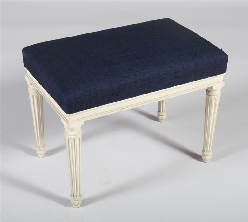 Appraisal: LOUIS XVI WHITE PAINTED TABOURET The upholstered seat above a