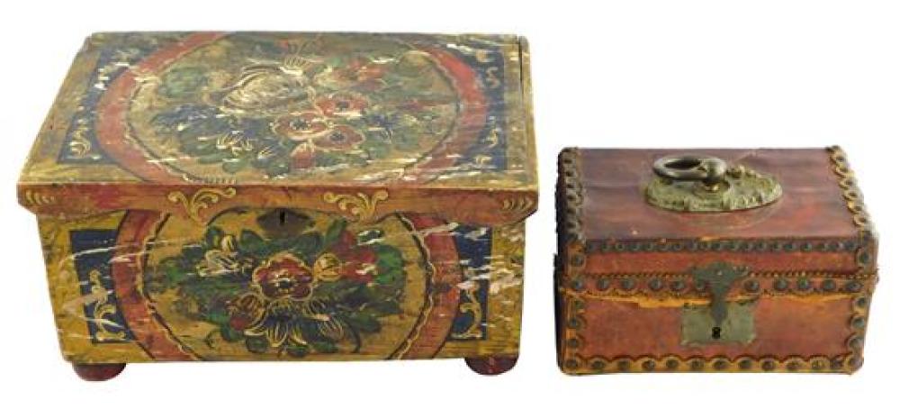 Appraisal: Two th C wooden trinket boxes one painted in Pennsylvania